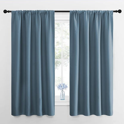 NICETOWN RV Blackout Curtains for Camper Windows, Smoky Blue, Short Blackout by NICETOWN