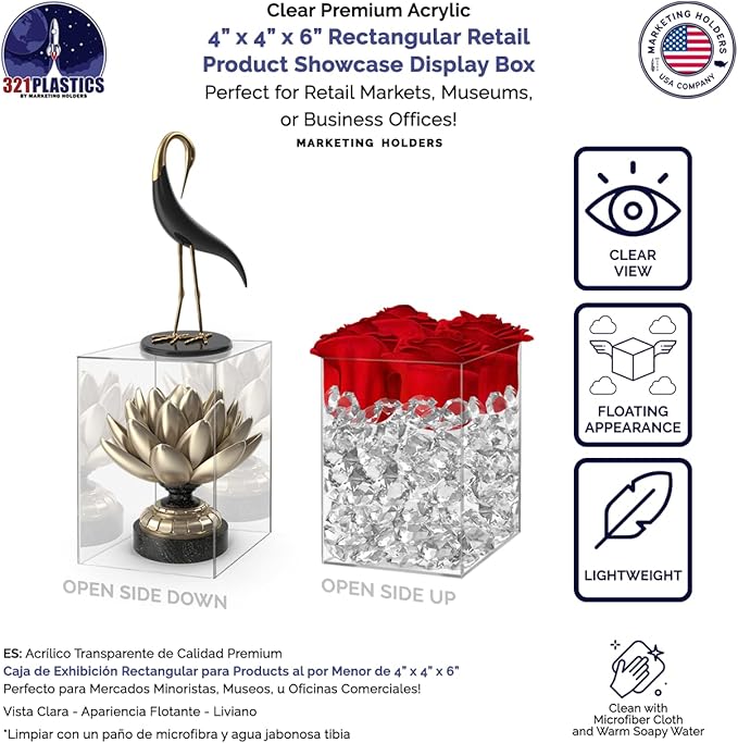 4" x 4" x 6" Clear Acrylic Display Box - Image 3