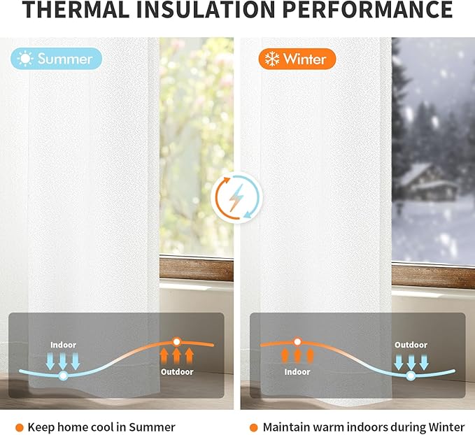 MIULEE White Thermal Insulated Curtains 96 Inches Long 2 Panels Set - Image 3