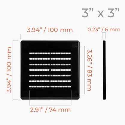 2-Pack 4" x 4" Square Air Vent Cover – Black Plastic Vent Deflector - Image 4