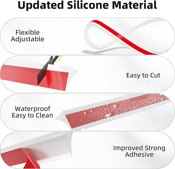 67 Inch Selfadhesive Shower Threshold Water Dam Silicone Waterproof Shower - Image 3