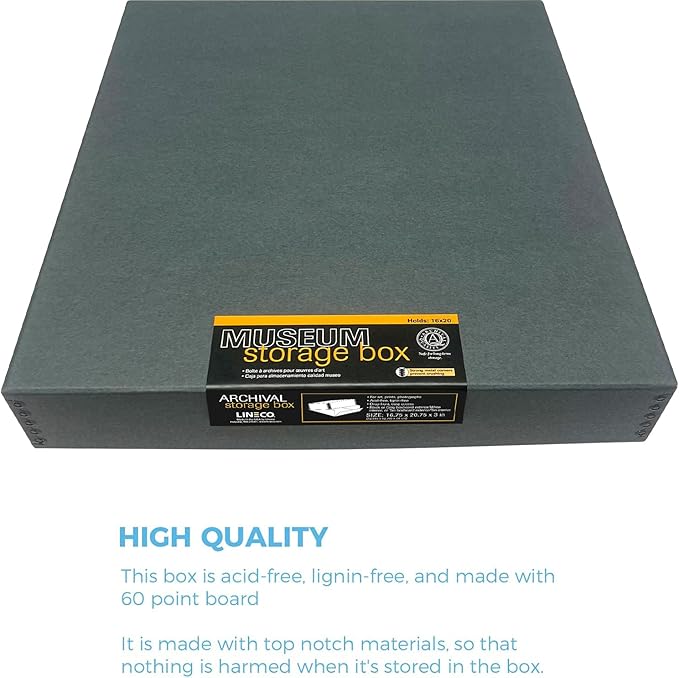 Lineco Museum Archival Storage Box, 16.75x20.75x3 in. Drop Front Design. - Image 5