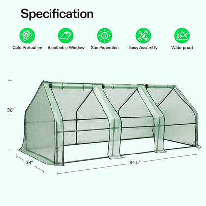 VIVOSUN Portable Mini Greenhouse 94.5x36x36-Inch Tunnels, PE Cover - Image 2