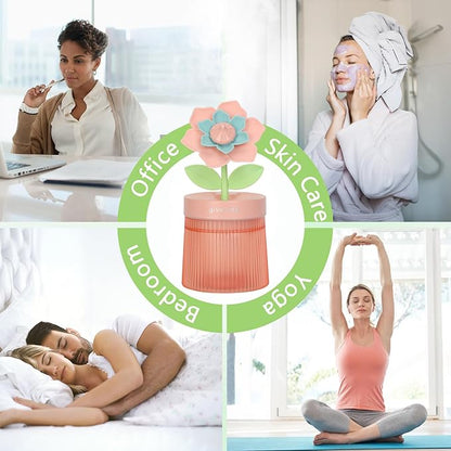 Cute Flower Mini Humidifier, 260ml Portable Small Cool Mist Humidification - Image 7