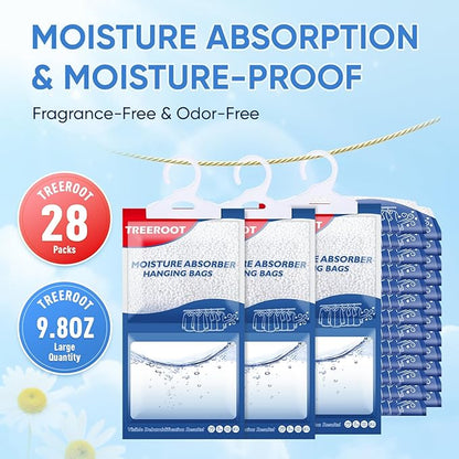 28 Pack Moisture Absorbers for Closet, 9.8OZ Hanging Closet Dehumidifier Bags - Image 2