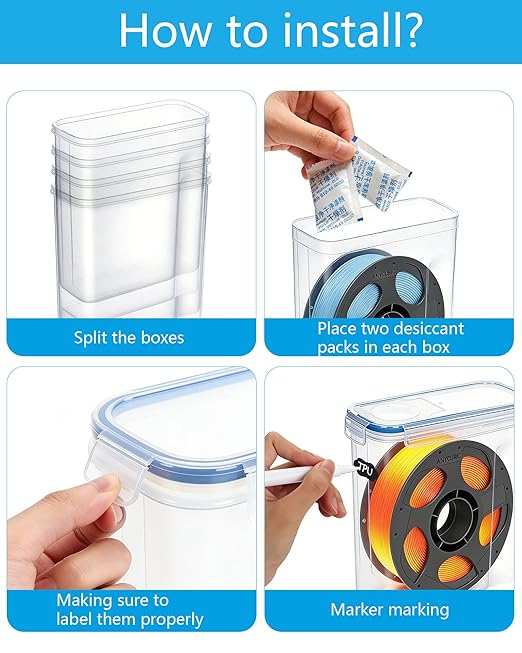 Filament Storage Box 4 Pack for 3D Printer Filament Storage Container Portable - Image 3