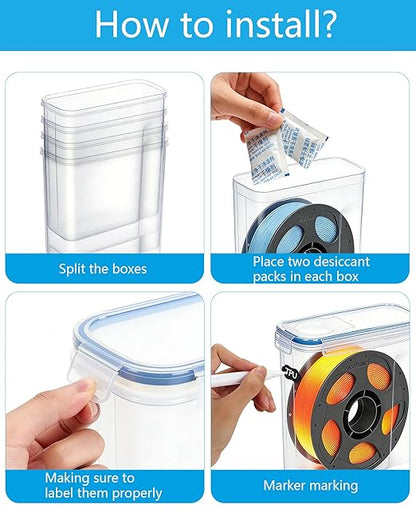 Filament Storage Box 4 Pack for 3D Printer Filament Storage Container Portable - Image 3