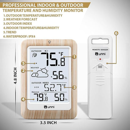 Indoor Outdoor Thermometer Wireless Weather Station, Temperature Humidity - Image 6