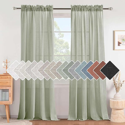 H.VERSAILTEX Sage Linen Curtains 108 Inches Long by HVERSAILTEX