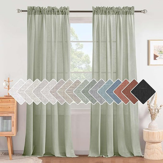 H.VERSAILTEX Sage Linen Curtains 108 Inches Long by HVERSAILTEX