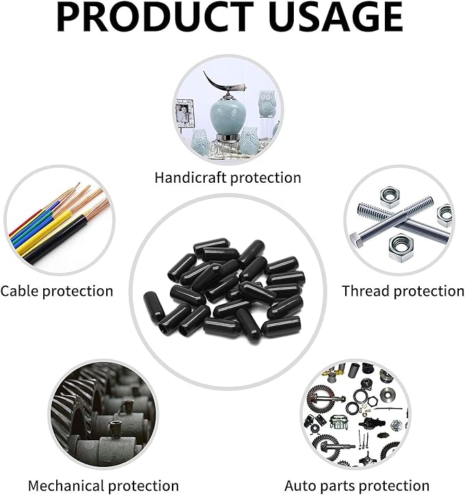 24 Pcs Round Rubber End Caps, 5/16" ID Vinyl Flexible Screw Thread Protectors - Image 4