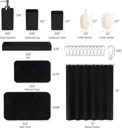 Black Bathroom Sets, Natural Loofah Sponge, Soap Dispenser, Toothbrush Holder - Image 8