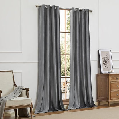 Luxury Dark Grey Decorative Velvet Curtains 102 inches Elegant Living Room - Image 8
