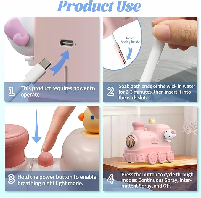 Portable Mini Humidifier, 300ml USB Desktop Personal Cool Mist Small Humidifiers - Image 3