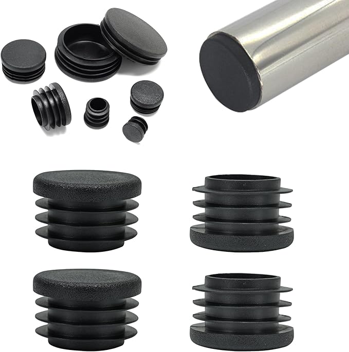 1-1/4" Plastic Hole Plugs Black -Round Chair Leg Caps, Flush Mount Pipe Plugs by EASYEAH