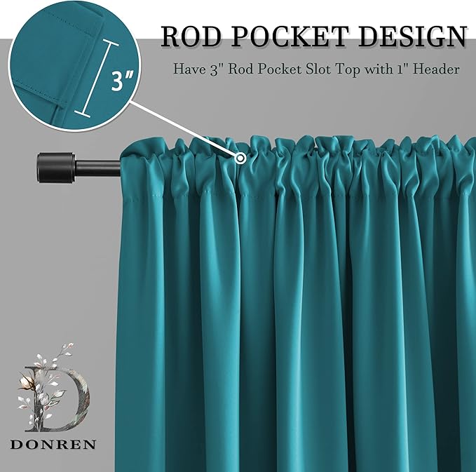 DONREN 72 Inch Length Teal Curtains - Image 3