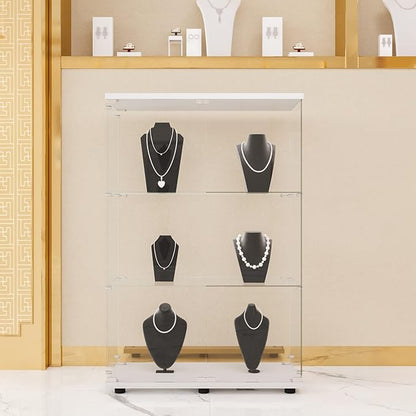 Yoluckea 3 Shelves Glass Display Cabinet - Image 6