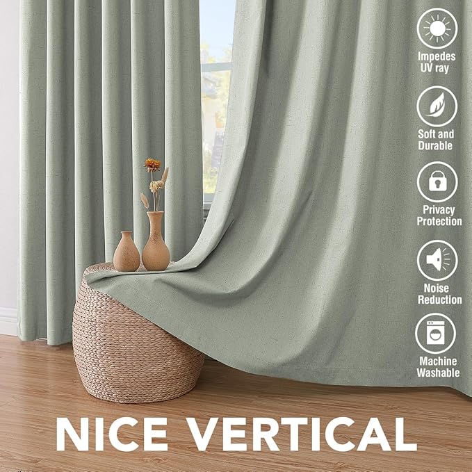 H.VERSAILTEX Linen Blackout Curtains 96 Inches Long 100% Absolutely Blackout - Image 7