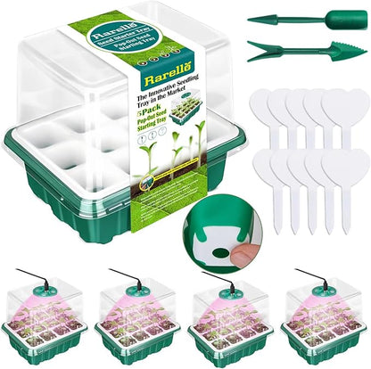 5 Packs Seed Starter Tray with Grow Light, Reusable Pop-Out Seed Starter Kit by Rarello