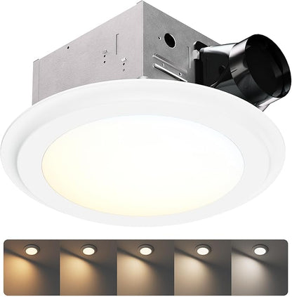 100CFM Round Bathroom Ventilation Fan: Quiet 1.2 Sones Ceiling Mount Exhaust by JULLISON