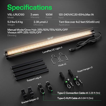 VIVOSUN LumaRay Under Canopy Grow Light, Full Spectrum Dimmable LED Grow Lights - Image 2