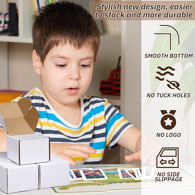 Eaasty 10 Pack Gaming Card Storage Box White Corrugated Cardboard Box Craft - Image 7