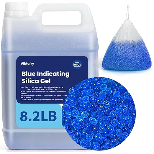 8.2LBS Silica Gel Desiccant Beads, Premium Blue Indicating Reusable Desiccant by Viktairy