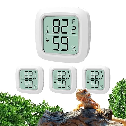 4-Pack Reptile Thermometer and Hygrometer – Digital LCD Temp & Humidity Meter by Oasirep