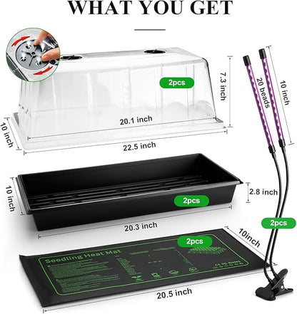 2-pack 1020 Trays with 7.3'' Domes & Heat Mats & Grow Lights – Heavy-Duty 1020 - Image 7