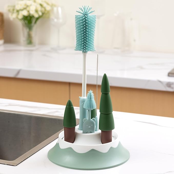 Chemimoso Baby Bottle Drying Rack and Cleaning Set, - Image 7