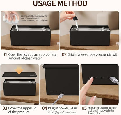 Flame Effect Essential Oil Diffuser - 280ML Ultrasonic Aromatherapy Diffuser - Image 7