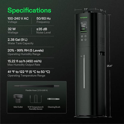 VIVOSUN AeroStream H09 Intelligent Wi-Fi Humidifier, 2.38 Gal / 9 L Humidifier - Image 2