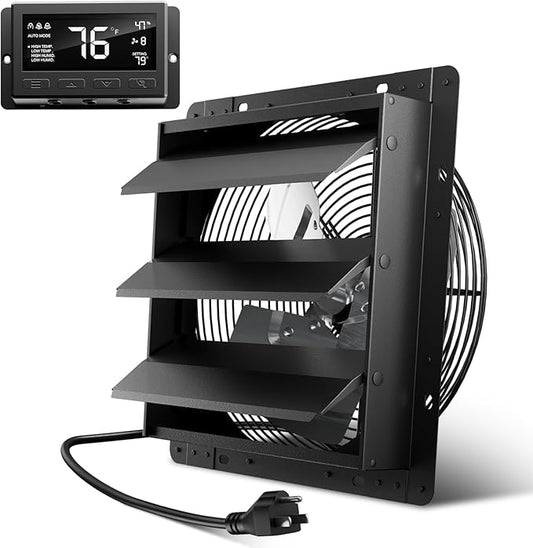 Hon&Guan Shutter Exhaust Fan, 12-Inch Wall Mount Attic Fan by HonGuan