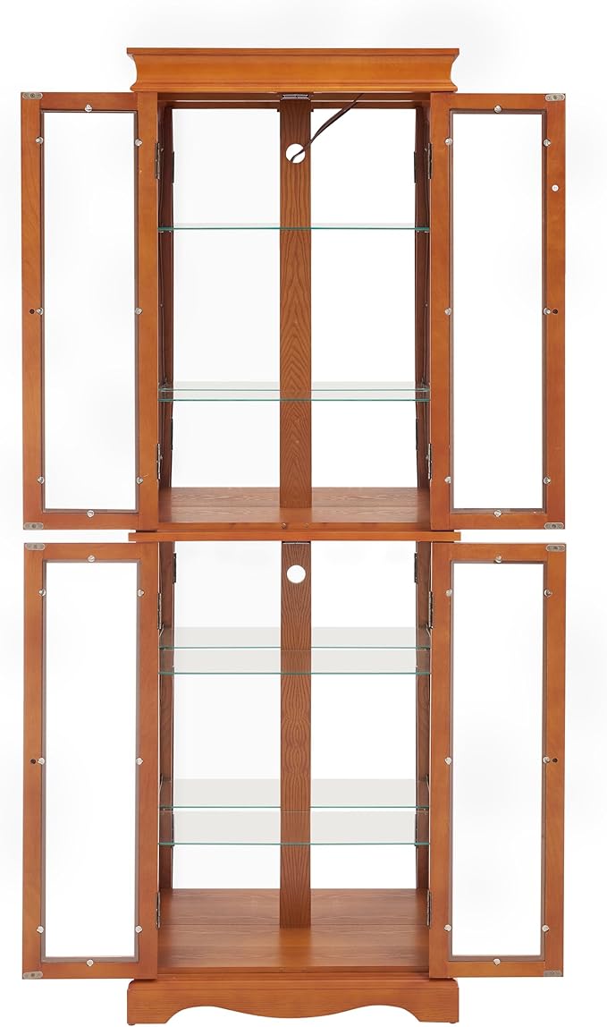 Glass Curio Cabinet with Lights & Adjustable Shelves, Corner Cabinet - Image 5