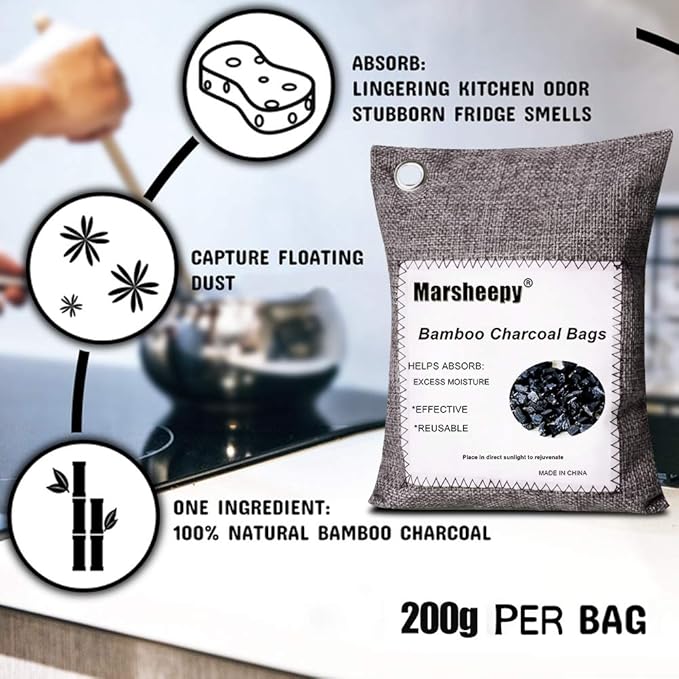 Marsheepy 12 Pack Bamboo Charcoal Shoe Deodorizer Bags, Activated Charcoal Odor - Image 3