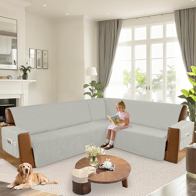 Arfntevss Waterproof Sectional Couch Covers L Shape Washable Velvet Sofa Cover - Image 6