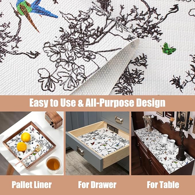 Tatyanna Shelf Liner for Kitchen Cabinets Non Adhesive Drawer Liner Floral - Image 4