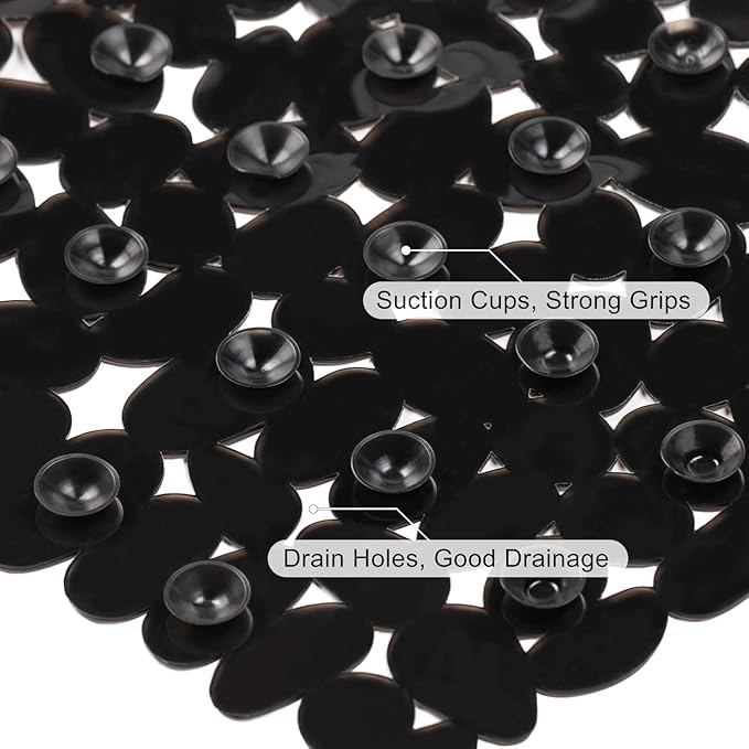 WELTRXE Non Slip Bathtub Mat 35 x 16 Inches Pebbles Shower Mats - Image 3