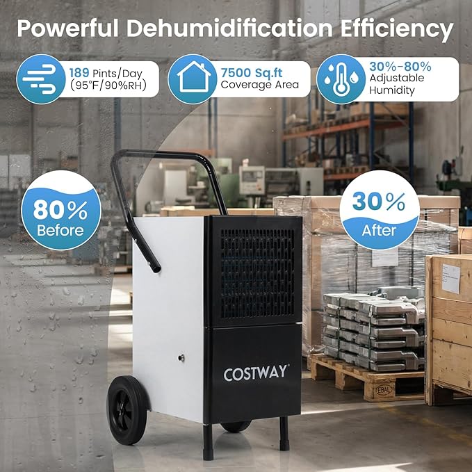 COSTWAY 189 Pints Commercial Dehumidifier - Image 2