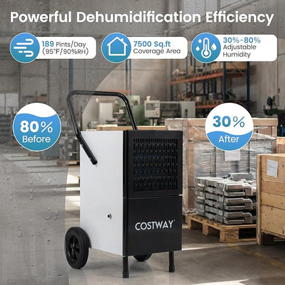 COSTWAY 189 Pints Commercial Dehumidifier - Image 2