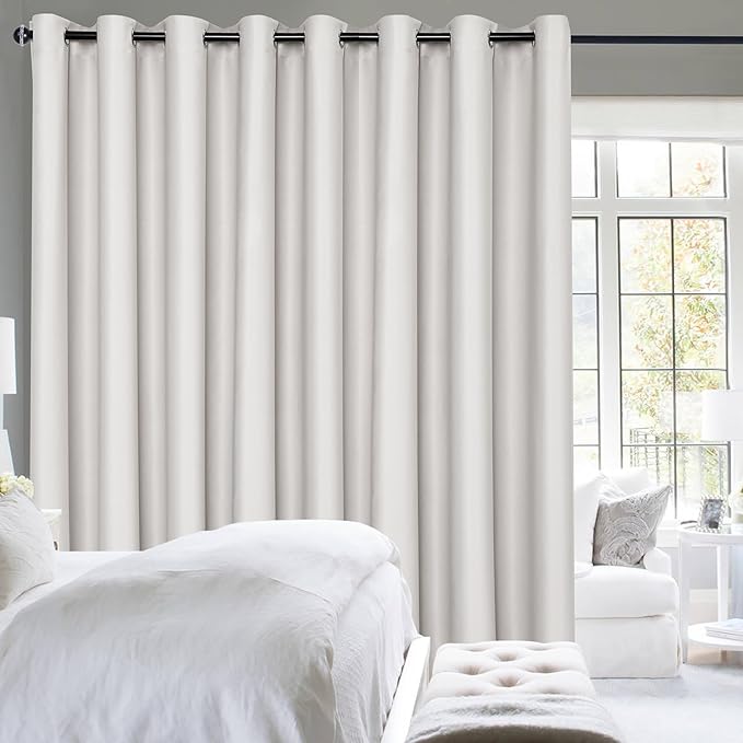 Hiasan Patio Sliding Door Curtain Panel, Ivory Room Divider Grommet Blackout by Hiasan
