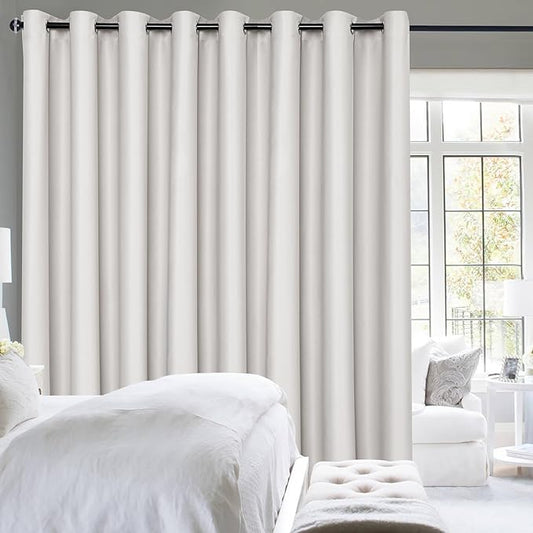 Hiasan Patio Sliding Door Curtain Panel, Ivory Room Divider Grommet Blackout by Hiasan