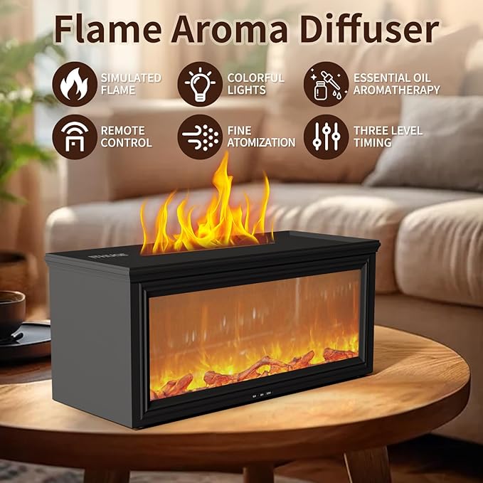 Flame Effect Essential Oil Diffuser - 280ML Ultrasonic Aromatherapy Diffuser - Image 3