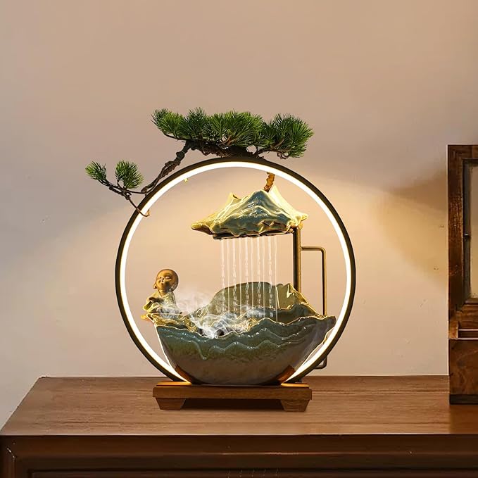 16In Bonsai Tree Statue Water Fountains Indoor Tabletop Waterfall Humidifier - Image 5