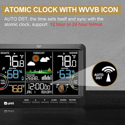 Weather Station Indoor Outdoor Thermometer Wireless, Home Atomic Clock - Image 4