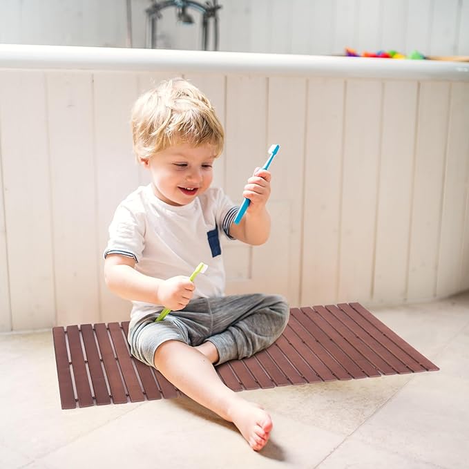 Bamboo Bath Mat Bathroom Rugs Floor Wood Shower Bathtub Waterproof Non Slip - Image 5
