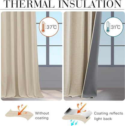 RYB HOME Warm Sand 100% Blackout Curtains - Image 5