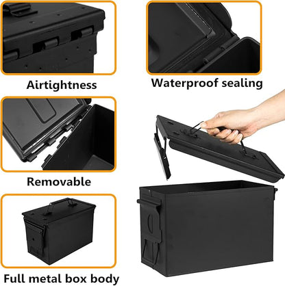 GUGULUZA Metal Ammo Can 30/50 Cal, Lockable Bullet Storage Case, Waterproof & - Image 3