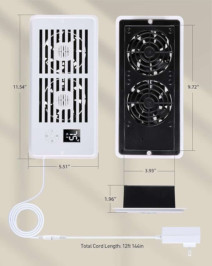 AGPTEK Register Booster Fan for 4 x 10 Register Holes, Quiet Air Vent Fans - Image 6