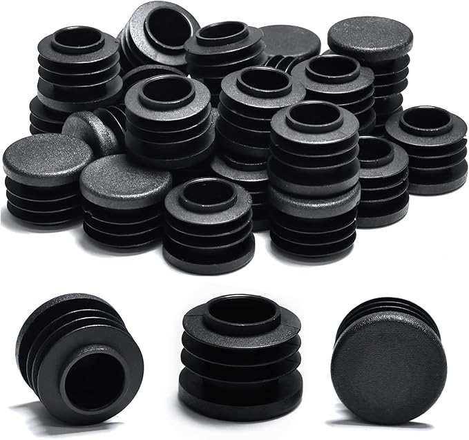 13/16" Plastic Hole Plugs Black -Round Chair Leg Caps, Flush Mount Pipe Plugs by EASYEAH